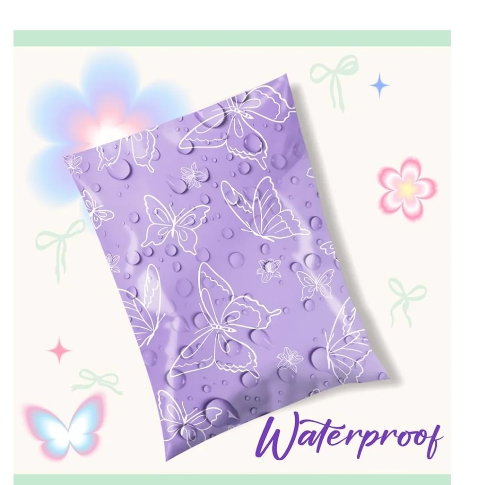 15 Purple Butterfly Polymailer Packages